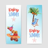 Conjunto de banners de viajes de vacaciones tropicales vector