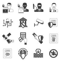 Bank security black icons set vector