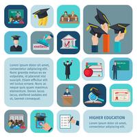 Higher Education Icons Flat vector