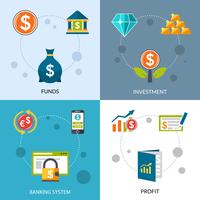 Investment Funds Profit Icons Set vector