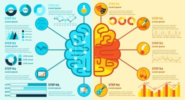 Infografía del cerebro izquierdo y derecho vector