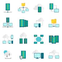 Hosting service flat icons set  vector