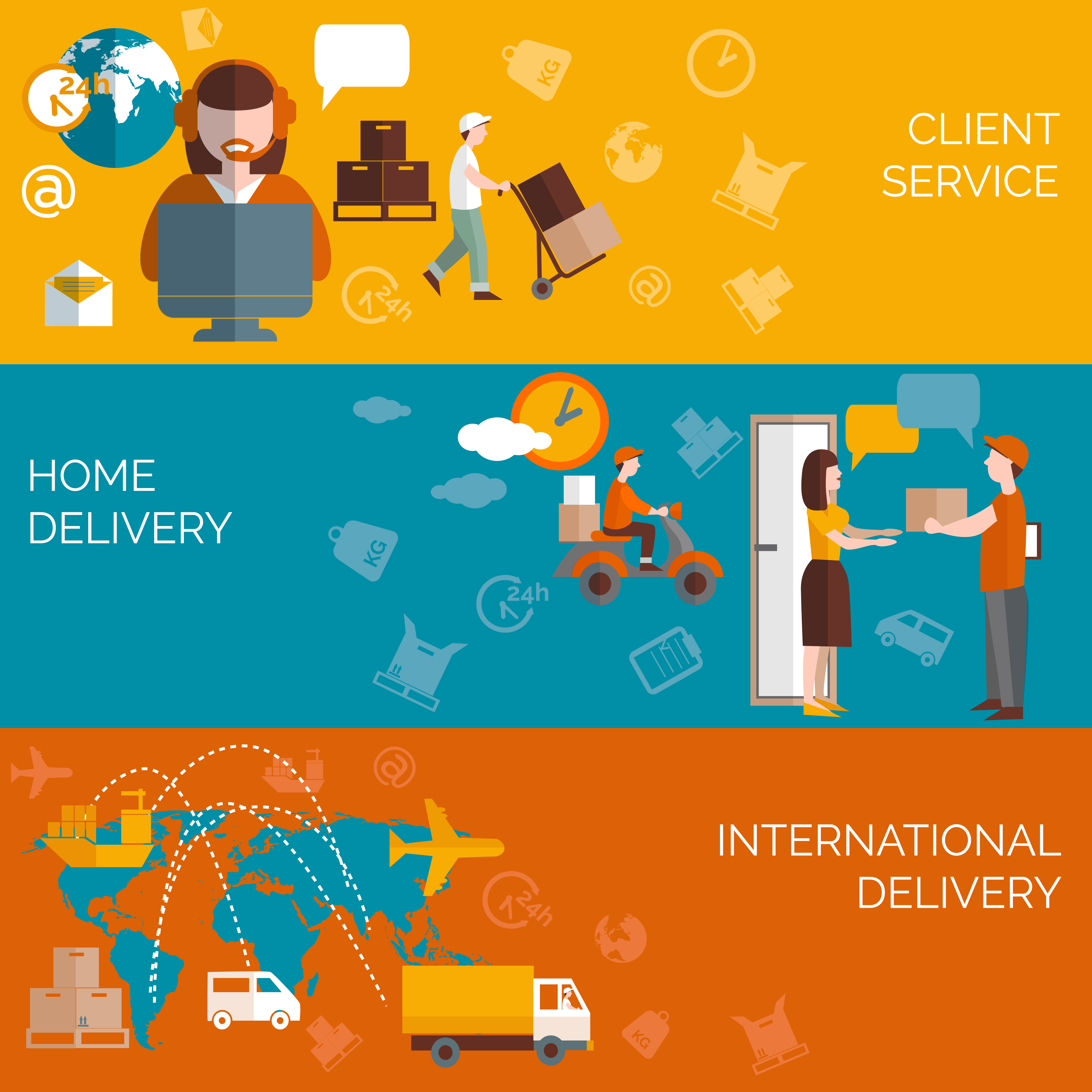 Logistics Flat Horizontal Banners Set Download Free Vectors