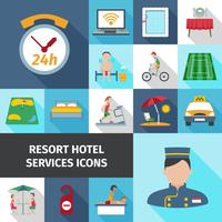 Hotel Services Flat Icon Set vector