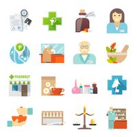 Conjunto de iconos planos Pharmacicst vector