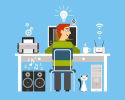 Programmer On Workplace Concept vector