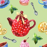 Watercolor Tea Seamless Pattern vector