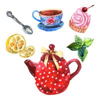 Watercolor Tea Set vector