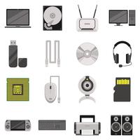 Computer Components And Accessories Icon Set vector