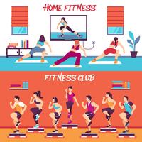 Home Class Fitness Banners Set vector