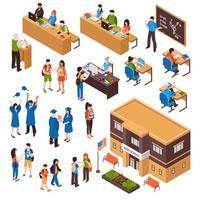 Students And Teachers Isometric Set vector