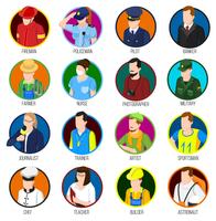 Conjunto de iconos de las profesiones de avatar vector