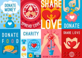 Charity Donation Posters Set vector