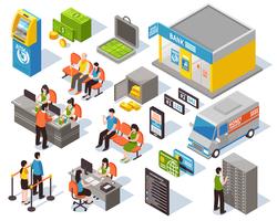 Bank Isometric Set vector