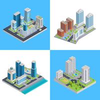 Modern City Isometric Compositions vector