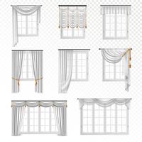 Realistic Curtain Windows Set vector