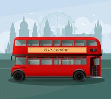 Ilustración realista de autobús de dos pisos de Londres vector