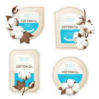 Cotton Emblem Package Icon Set vector