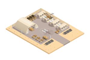 Beige Military Isometric Composition vector