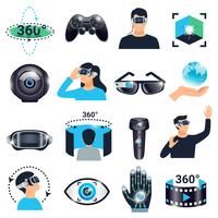 Virtual Reality Visualization Simulation Icon Set vector