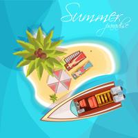 Sunbathers On Island Composition Top View  vector