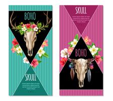 Conjunto de Banners de calavera de vaca vector