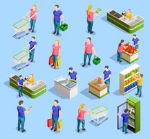 Supermarket Isometric Elements Collection