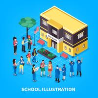 School Isometric Illustration vector