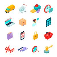 Comercio electrónico iconos isométricos de compras vector