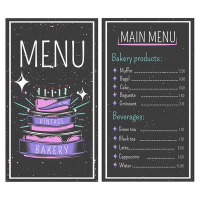 Bakery Menu Vintage Style