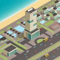 Isometric City Constructor With Luxury Hotel  vector