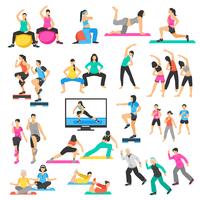 People Yoga Gymnastics Aerobics Set vector