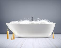 Bathtub With Foam 3D Illustration vector
