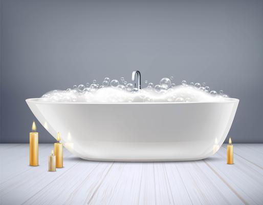 Bathtub With Foam 3D Illustration