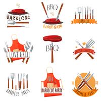 Barbecue Party Label Set vector