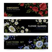 Floral Folk Embroidery Banners Set