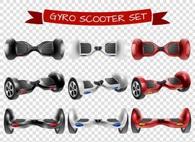 Gyro Scooter View Set Transparent Background vector