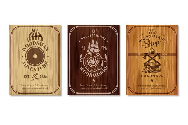 Lumberjack Woodwork Texture Banners Set