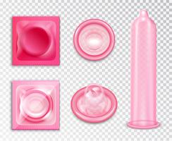 Set realista de condones vector