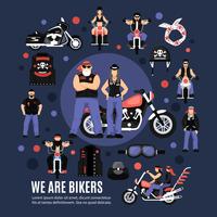 Bikers Icons Set vector