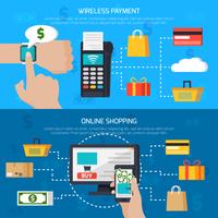 Wireless Payment And Online Shopping Banners vector