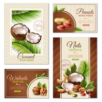 Conjunto de banners de cartel de nueces vector