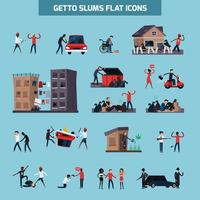 Ghetto Slum Flat Icon Set vector