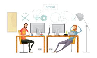 Game Design Office Composition vector