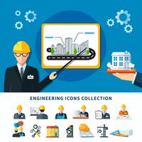 Engineering Pictograms Collection Background vector