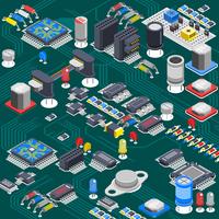 Isometric Circuit Board Composition vector