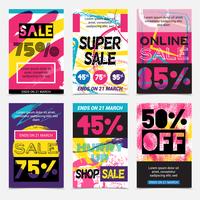 Sale Bright Posters Set vector