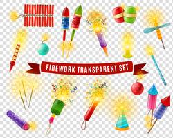 Firework Sparlers Firecrackers Transparent Background Set vector