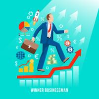 Successful Businessman Symbolic Flat Poster  vector