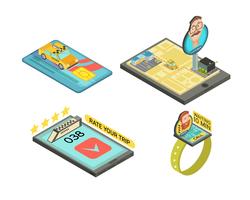 Llamar Taxi Por Gadget Isometric Composiciones vector